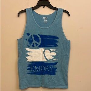Blue 84 Emory University Peace LoveGraphic Tank Top Size Medium